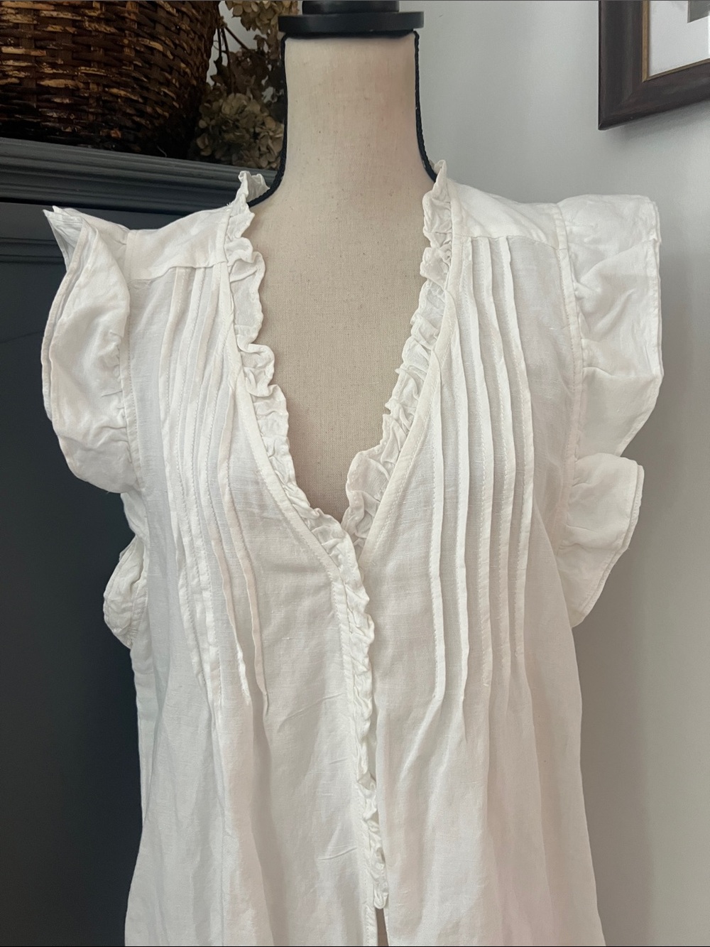 Anthropologie White Ruffled High-Low Tunic - Picture 5 of 6